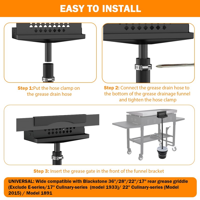 Rear Grease Drainage System for Blackstone Grease Catcher Upgrade,Grease Bucket
