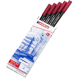 Edding e-1300 Pack of 5 Felt-Tip Pens with Rounded Tips 3 mm Crimson