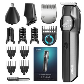 kensen Recortadora de Barba Hombre 13 en 1, Afeitadora Corporal Masculina, Máquina Cortar Pelo, Cortapelos Nariz y Oreja, IPX7 Impermeable Afeitadora Barba con Pantalla LED, 210 mins Uso