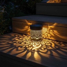 YYingYu 2026 Upgrade Solar Mandala Lights Outdoor, Waterproof Metal Solar Powered Deck Step Lights, Decorative LED Fence Post Wall Lanterns for Patio Garden Backyard Stairway Decor, Warm White-1pcs