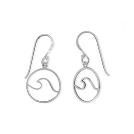 Boma Jewelry Sterling Silver Wave Water Element Circle Round Dangle Earrings