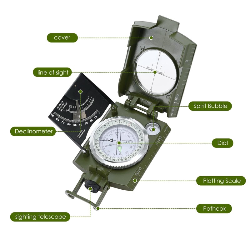 COVVY Compass Navigation, Multifunctional Orienteering Waterproof Compass with Survival Whistle,Mini