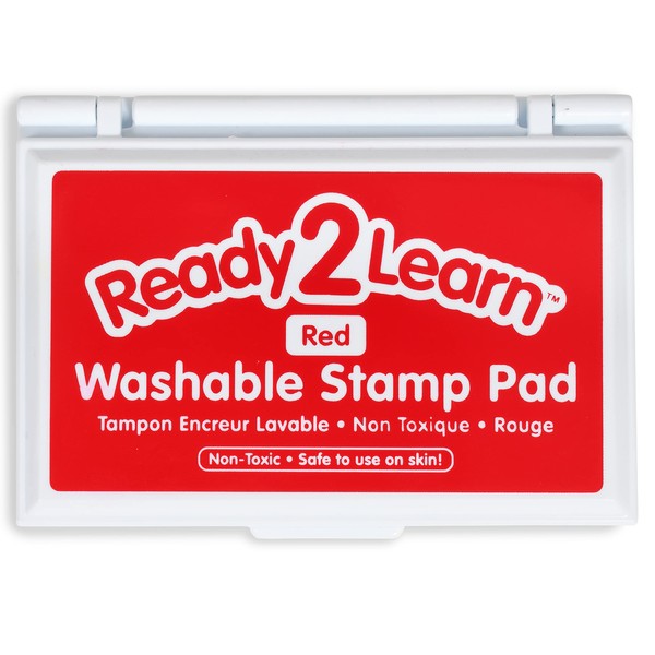 READY 2 LEARN Washable Stamp Pad - Red - Non-Toxic - Fade Resistant - Perfect for Scrapbooks, Posters and Cards - New and Improved 2022 Version