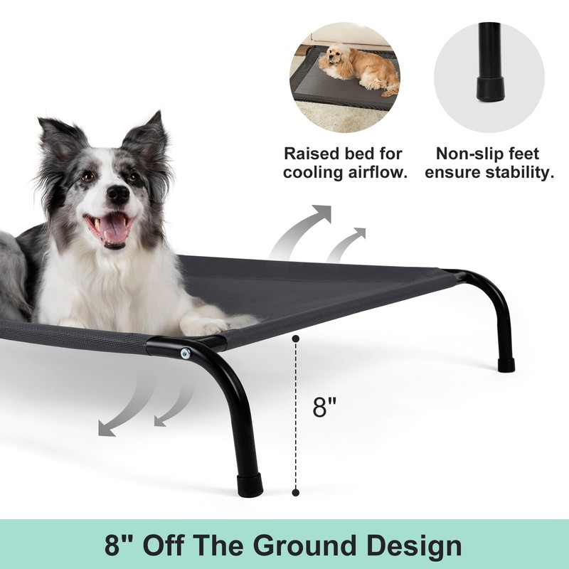 SIEMOUR 50" Lx32 Wx8 H Cooling Elevated Dog Bed for