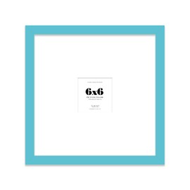 Quadratischer Bilderrahmen, 15,2 x 15,2 cm, mit Passepartout oder 15,2 x 15,2 cm ohne Passepartout, Wandbehang und freistehender Bilderrahmen, Türkis, 1 Packung