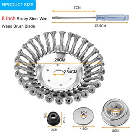 MOCW 8inch Rotary Steel Wire Wheel Weed Brush Blade Trimmer Head Cutter Replacement for Husqvarna, Stihl, Ego, Oregon, and Hitachi Straight Shaft Trimmers