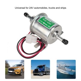 Fuel Transfer Pump,24V Universal Electric Fuel Pump Aluminum Alloy Electric Fuel Pump For Car Boat In-line Filter Petrol Replacement (Silver)
