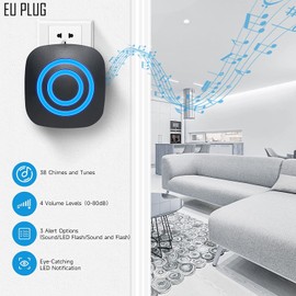 SiegenPro Motion Sensor Continuity Detector Alarm Cat Bell Wireless Alarm System Set with Plug-in Receiver and PIR Sensor Detector for Home or Business (2 Receivers + 4 Detectors)