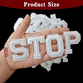 CXWLJL CXWLJL 52Pcs Iron on Letter Patches, Letters A-Z Embroidered Applique Patches for Clothes, Skirts, Hats, Socks, Jeans DIY Accessories - White