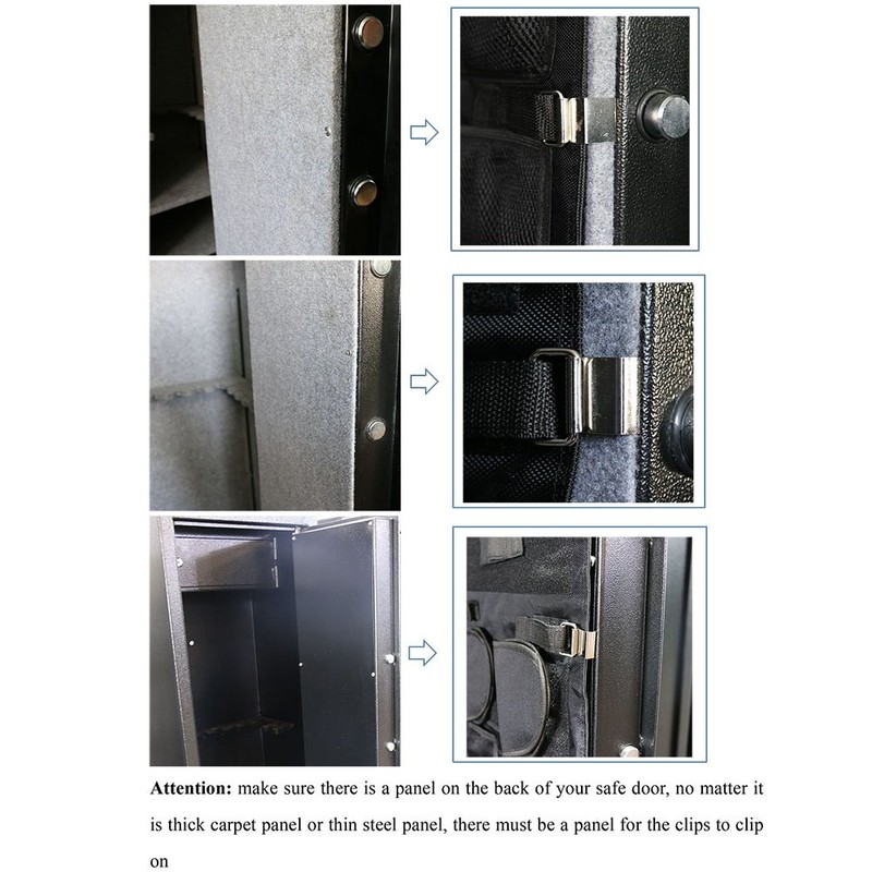 SPIKA Small Gun Safe Door Panel Organizer(14W48H),Pistol Holsters and Documents