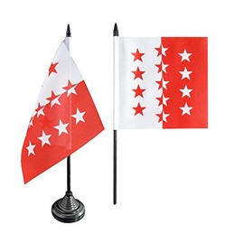 Desk/Table Flag Switzerland Canton Valais Flag – 12 x 12 cm