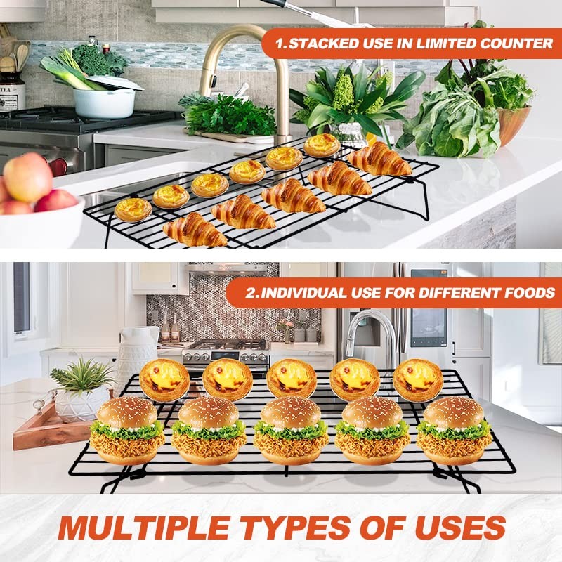 SCDGRW 3-Tier Stackable Cooling Racks, Stainless Steel Wire Rack Baking