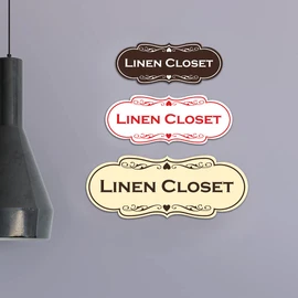 Designer Linen Closet Sign (Black Gold) - Medium