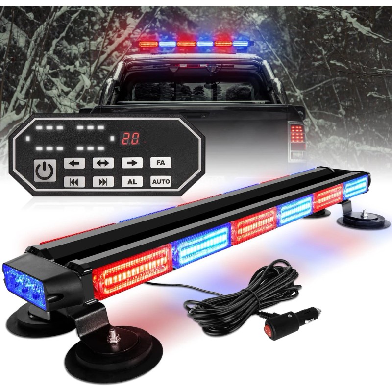 Rooftop Strobe Light Bar 26inch 126 LED Emergency W/Controller Double-Side