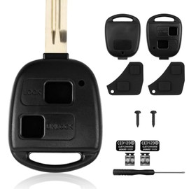 2 Set 2 Button Key Fob Cover, Compatible with Toyota Key Cover Replacement Repair Kit with Rubber Pad for Avensis Corolla Camry RAV4 Previa Tarago Prado Tundra Avalon Hilux Land Prius Sienna Verso