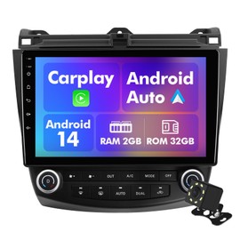 Android 14 Car Stereo for Honda Accord 2003-2007, 10.1" IPS Touchscreen Radio with 2GB+32GB, Wireless CarPlay & Android Auto, GPS Navigation, WiFi, Bluetooth, Backup Camera, SWC