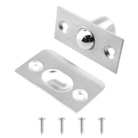 MEETOOT Bullet Latch Door Hardware Black Stainless Steel Insert Ball Latch with Impact Plate for Wardrobe and Cabinet and Drawer