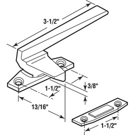 Prime-Line H 3821, blanco, diestro, mango de bloqueo abatible con base compensada, paquete individual