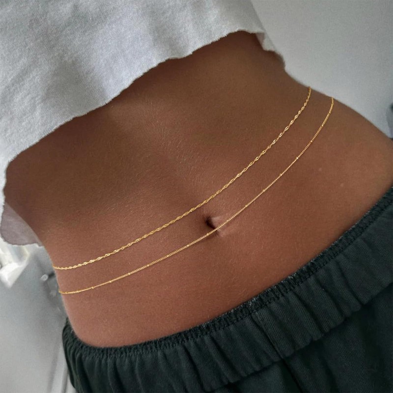 Zernblend 14K Gold Plated Double Layer Belly Chain Gold Waist