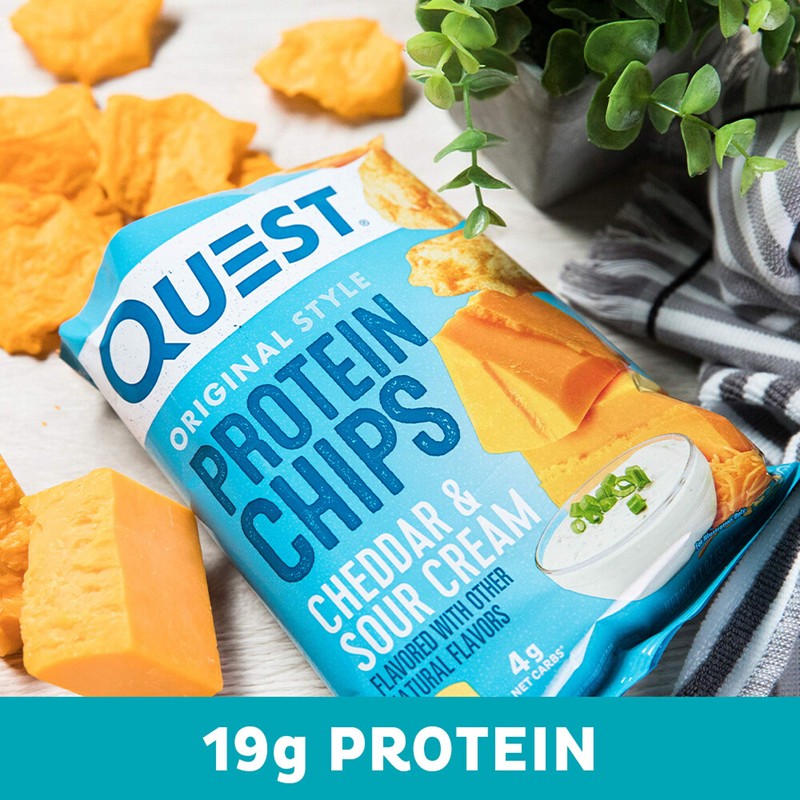 Quest Nutrition Cheddar & Sour Cream Protein Chips, 19g Protein,