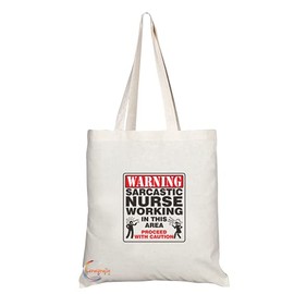 Coralgraph Inc TB1375 Warning Sarcastic Nurse Working Tea Novelty Present Gift Printed Eco-Friendly Stylish Long Handled Tote Shoulder Bag
