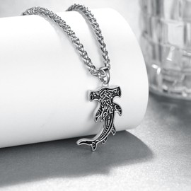 Hammerhead Shark Necklace 925 Sterling Silver Hawaiian Tribal Shark Necklace Shark Jewelry for Men Shark Lovers Shark Week Gifts