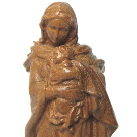 100 Years Old Wood Carving Brand Maria Statue and Mother and Child Statue "Renaissance", Mini Wood Carving, Dark Brown NS, Height 2.8 inches (7 cm), Luxury Case Included, Warranty Card Included (Italy)