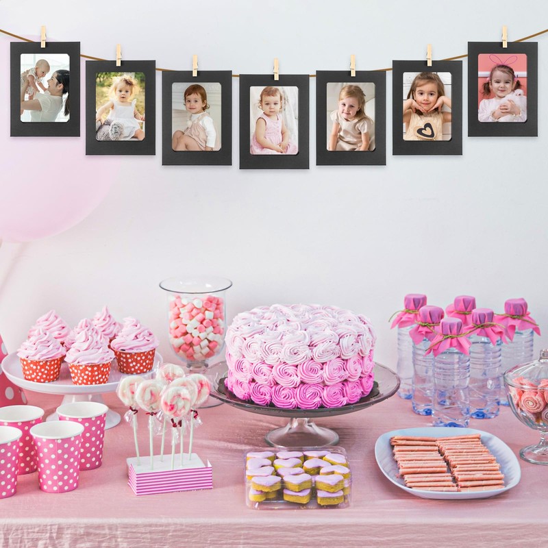 20 Pcs Paper Frames Photo Banner, 4x6 Inch Black Paper