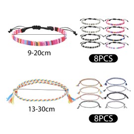 GVSAVY 16 Pieces of Bohemian Style Bracelet, Hand Woven Bracelet, Skin Friendly, Adjustable Bracelet Fabric, Outdoor Sports Anklet, Surfer Beach Bracelet, Suitable for Parties or Surfing