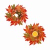 2Pcs Thanksgiving Candle Wreath, 10 Inch Fall Maple Leaf witn