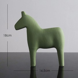 Tissting Wooden Horse Decorative Figure 16 cm / 22 cm Small Desk Hand-Painted Pure Colour Horse Statue Bookshelf Animal Sculpture Art Crafts for Living Room Bedroom Children's Room (16.5 x 18 cm,