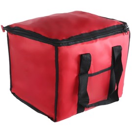 Chef Approved 12 x 12 Food Delivery Bag | Heavy Duty Insulated Soft-Sided Hot Cold Sandwich Carrier with Zipper Closure for Restaurant Shopping Grocery | Square Shape, 12"W x 12"D x 15"H, Nylon, Red