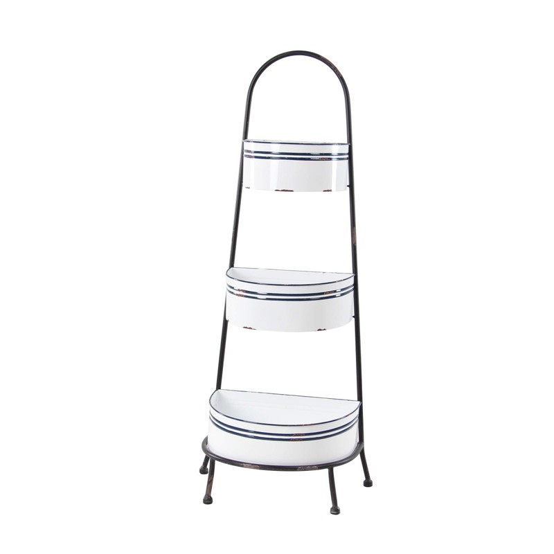 Deco 79 Farmhouse Three-Tiered Display Stand, 10"W x 38"H, Black,