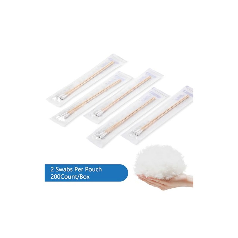 JMU 6 Inch Sterile Cotton Tipped Applicators, 200 Count Long
