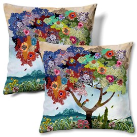 HMS Happy Memories Velvet Cushion Cases Square Decorative Throw Pillow Cover 45x45cm(18x18 Inch) Set of 2 for Couch Sofa Bed Living Room Bedroom (Color 9)