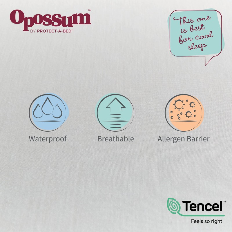 Opossum by Protect-A-Bed Tencel Jersey Waterproof Pillow Protector, Standard Size