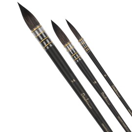 Creative Mark Danube Professional Watercolor Quill Brushes Set of 3 - #6, #10, #14 - Kazan Squirrel and Synthetic Hair Watercolor Brushes for Painting