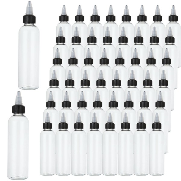 LISHINE 50 Pack 4oz Plastic Squeeze Bottles with Twist Top