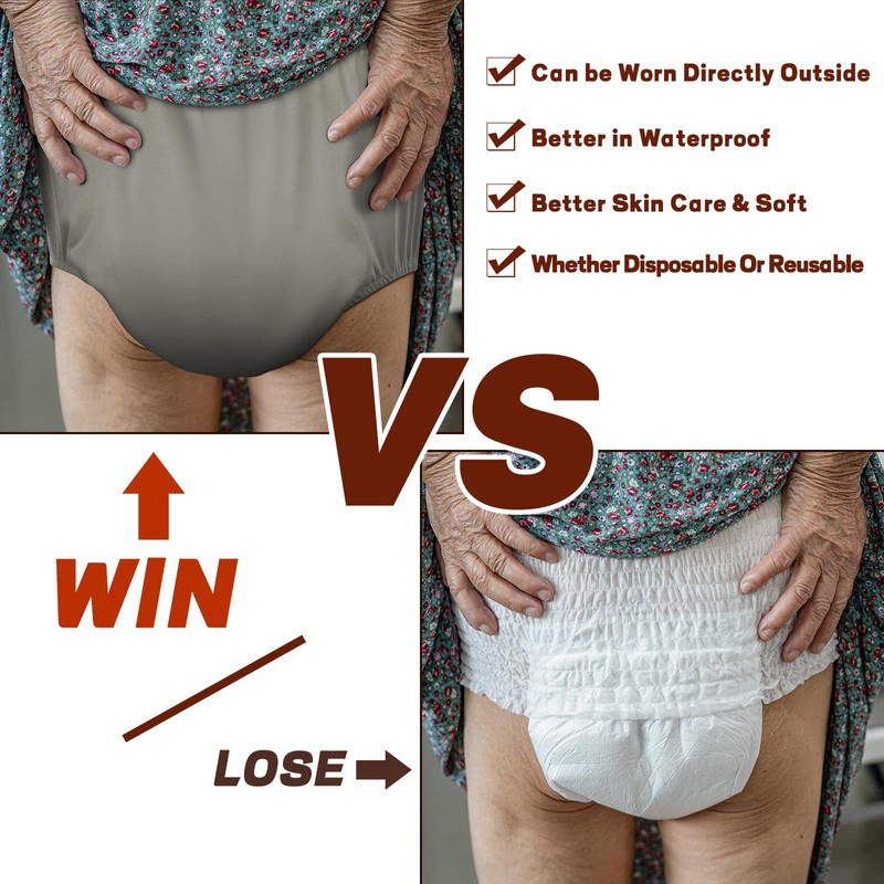 Panitay 8 Pcs Adult Diaper Cover Incontinence Leakproof Plastic Pants