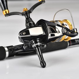 Gomexus 46.5mm Folding Reel Stand, Convenient Storage, Shimano Daiwa Spinning Reel, Body Keeper, Aluminum, Ultra Lightweight, Black