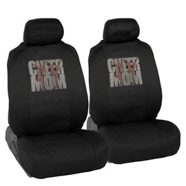 CarsCover Custom Design Cheer Mom Cheerleading Women Sport Team Crystal Diamond Bling Rhinestone Studded Car Truck SUV Universal-fit Low Back Seat Covers Driver & Passenger Set