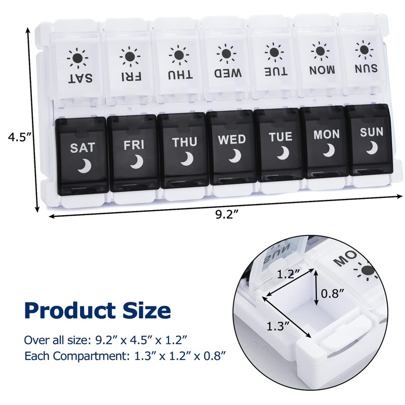 Pill Boxes 7 Day 2 Times a Day, Weekly AM