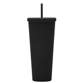 Essasea 24oz DIY Studded Tumbler.Matte Black Studded Tumbler with Lid and Straw.Reusable Double Walled Insulated Travel Tumbler.Plastic Acrylic Pastel Colored Tumbler Cup for Iced Coffee Smoothie.