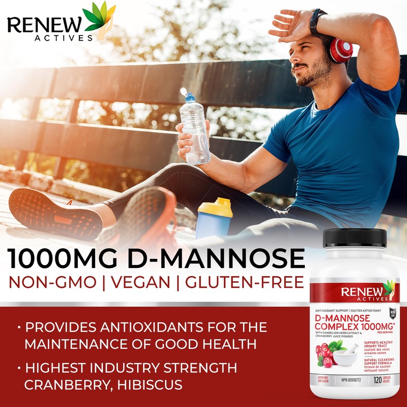 HIGH POTENCY Renew Actives D-Mannose & Cranberry Complex 1000MG –