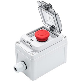 IP67 Button Switch Outdoor Waterproof Box Red Button Emergency Stop with Protective Cover Anti-misoperation Switch(AC/DC 6A-110V/3A-240V/2.5A-380V)