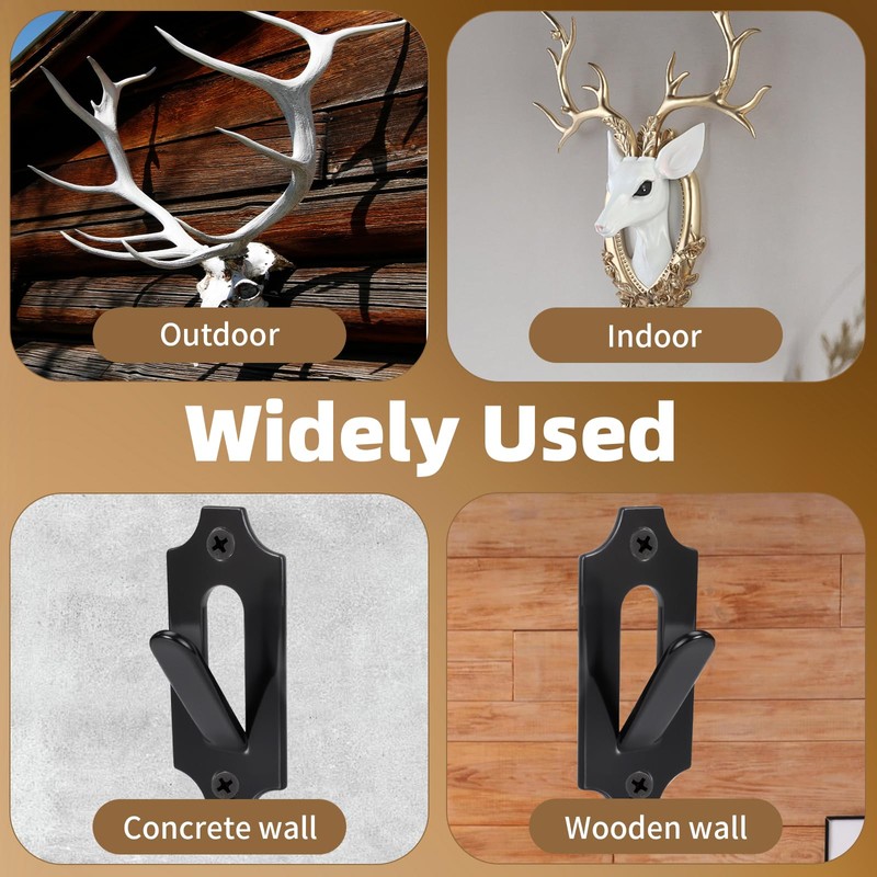 3 Pack European Deer Skull Mount Hanger, Stainless Steel/Wall Mount/Easy
