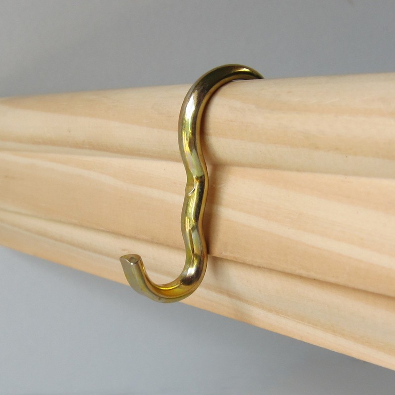 Narrow Picture Rail Hooks Brass Finish - 10 Pack -