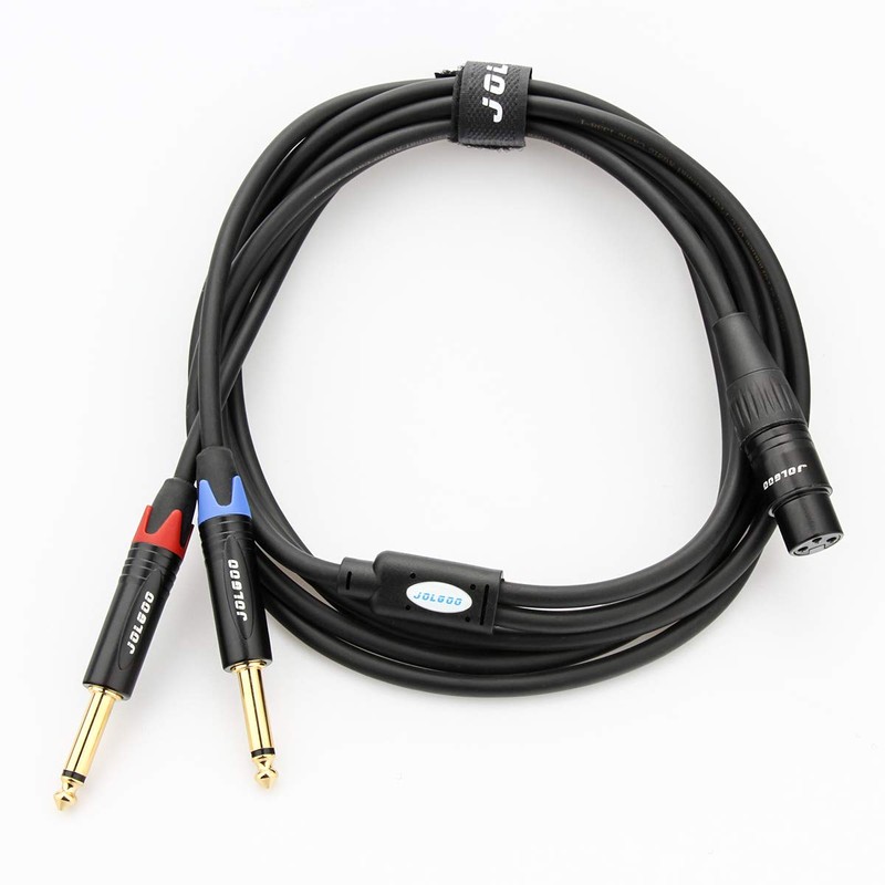 JOLGOO XLR Female to Dual 1/4" TS Mono Y Splitter