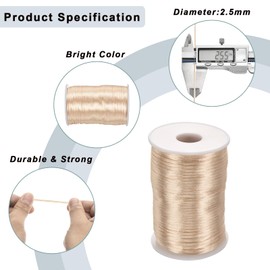 Rebower Nylon Satin Cord 2.5mm, 109 Yard Nylon String for Bracelet Braided Thread [for Jewelry Making Necklace Chinese Knot Craft] - Beige