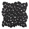 Adolif Pebble Tile for Shower Floor, Black Long Oval Pebble